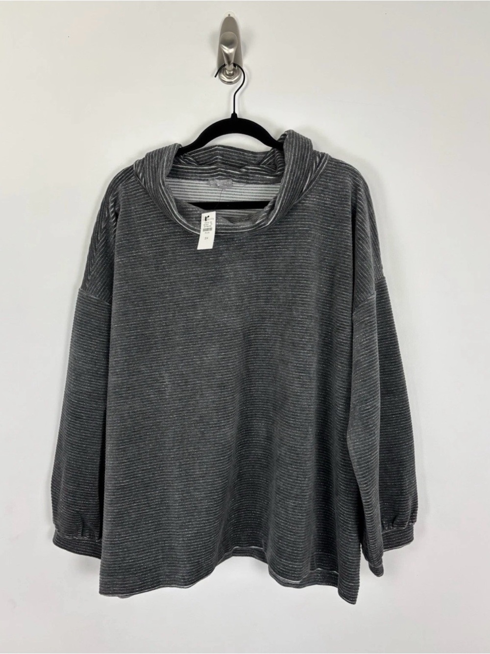 NWT Talbots Gray & Silver Striped Cowl Neck Sweater
